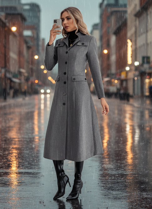 🧥: Women's Single-Breasted Long-Cut Coat - Elegant Winter Outerwear