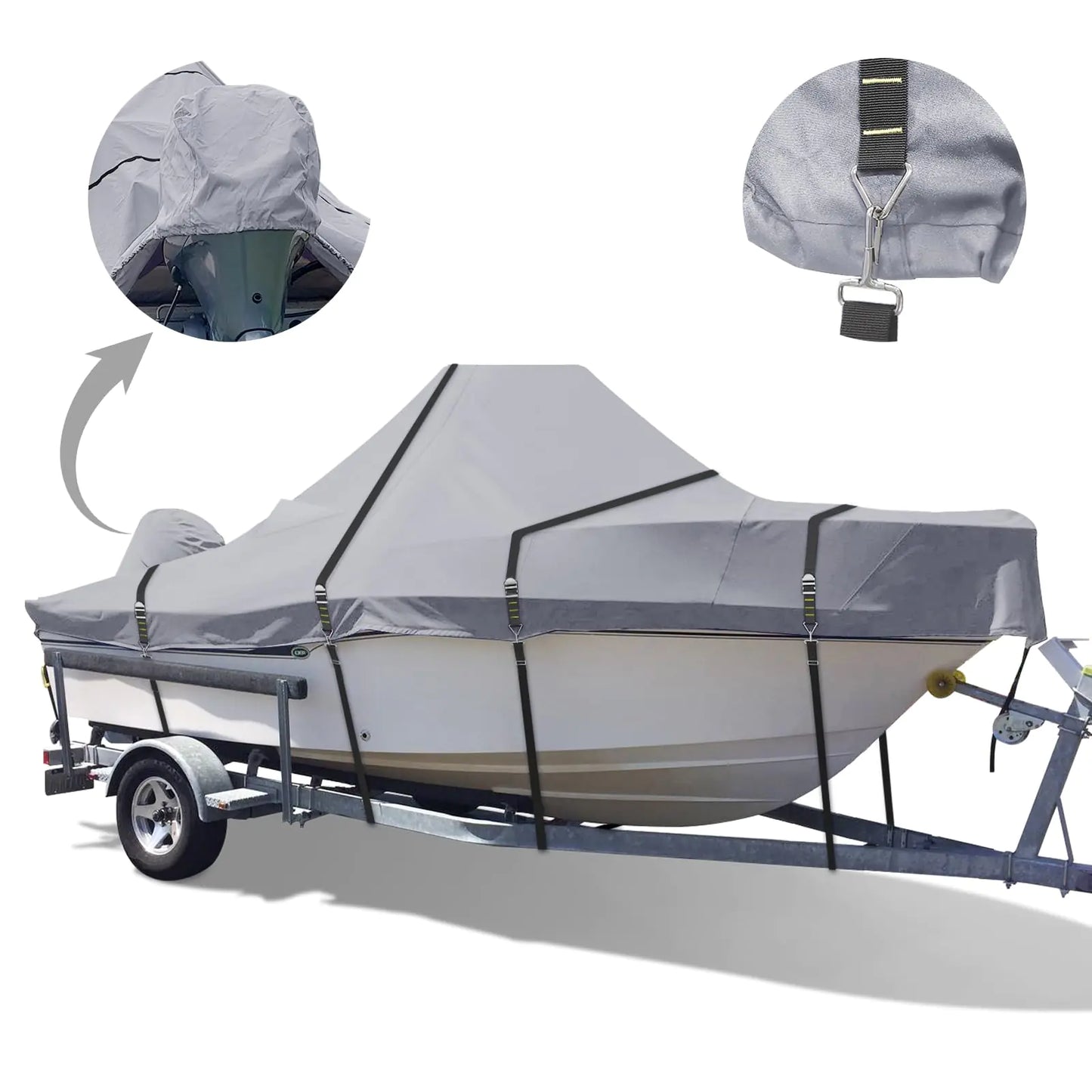 Zenicham 900D Center Console Boat Cover - Heavy Duty Boat Cover for Center Console Boat Waterproof Trailerable Boat Cover Boat Cover Fits 22-24" LengthBeam Width up to 116" W Gary