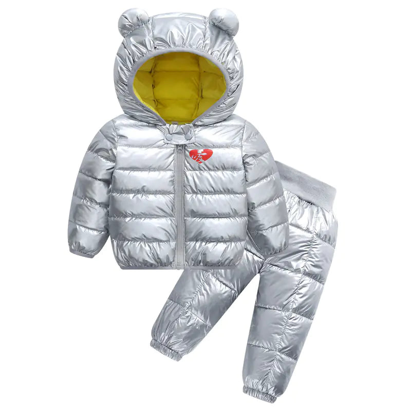 🧥: Kids' Down Jacket and Cotton Coat Two-Piece Set