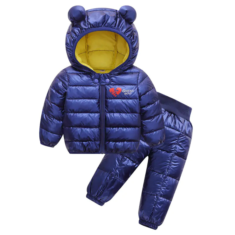 🧥: Kids' Down Jacket and Cotton Coat Two-Piece Set