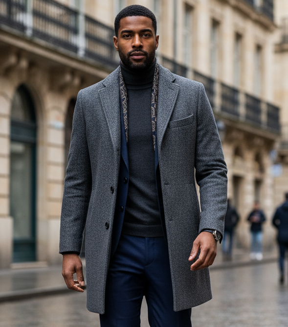 🧥: Premium Wool Overcoat - Classic Men's Winter Outerwear