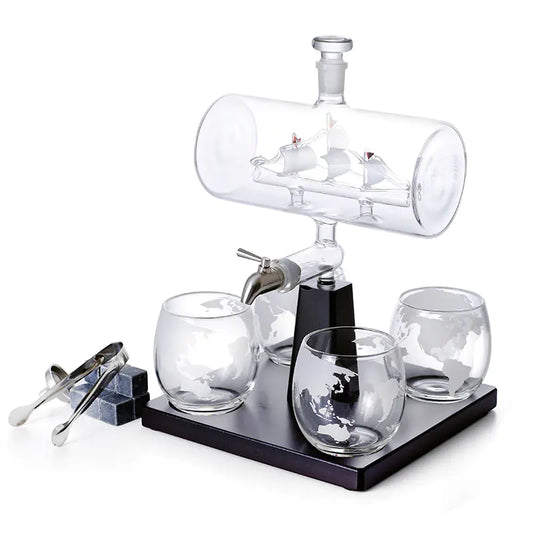 🍷 Elegant Glass Sailing Wine Bottle Container - Nautical Wine Storage