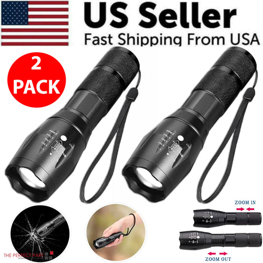 🔦 Super-Bright 90000LM LED Tactical Flashlight - 5 Modes Zoomable Torch