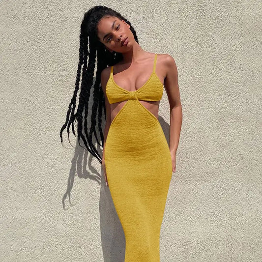 👗: Elegant Hollow Out Party Club Sundress - Breathable Cotton Summer Dress