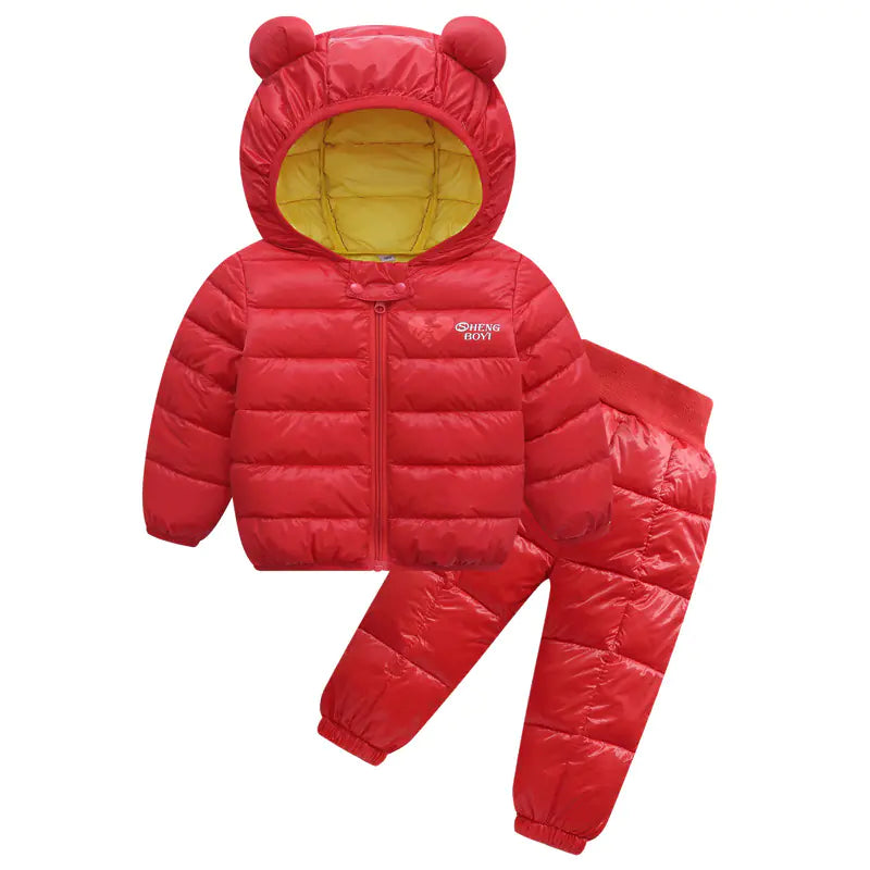 🧥: Kids' Down Jacket and Cotton Coat Two-Piece Set