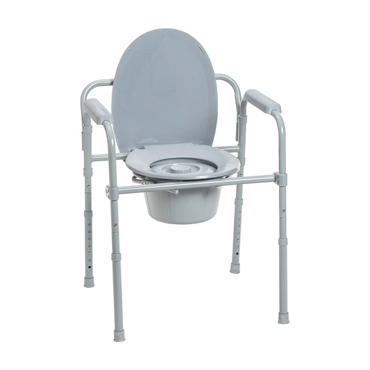 🚽 Drive Medical Steel Folding Frame Commode - 3-in-1 Portable Toilet Chair