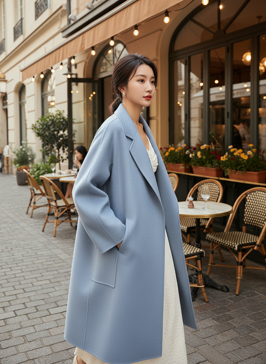 🧥: Camel Color Double-Sided Cashmere Coat for Women
