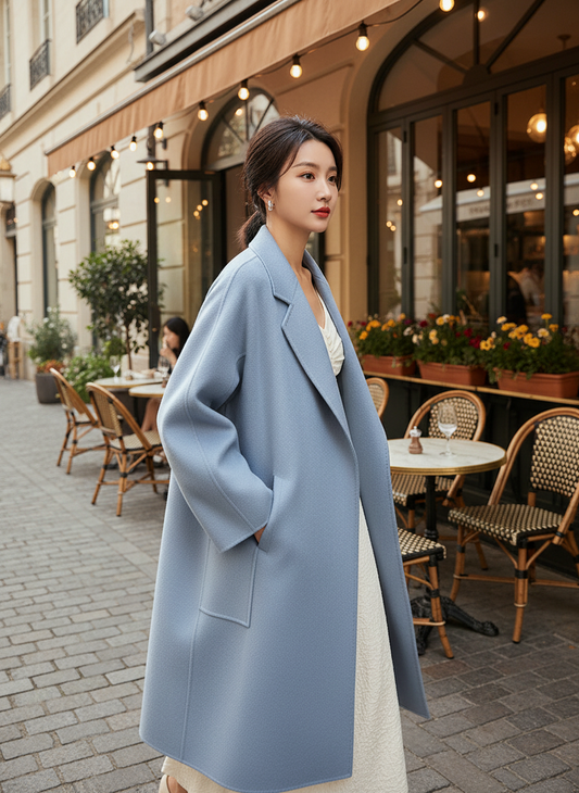 🧥: Camel Color Double-Sided Cashmere Coat for Women