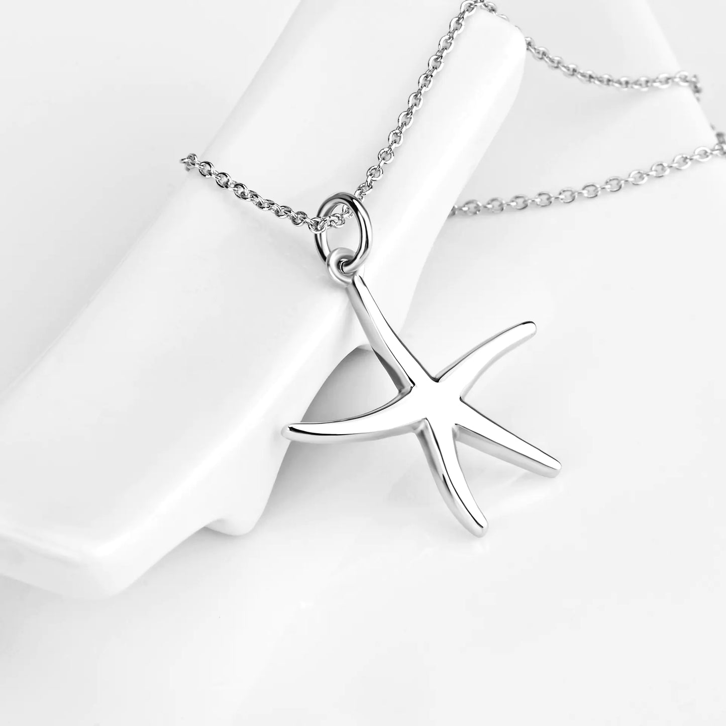 💎: 925 Sterling Silver Starfish Pendant Necklace - Ocean Charm Jewelry for Women