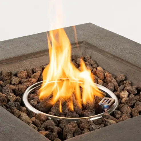🔥: 28" Fire Pit Table - 40,000 BTU Square Stone Propane Fire Pit with Lava Rocks