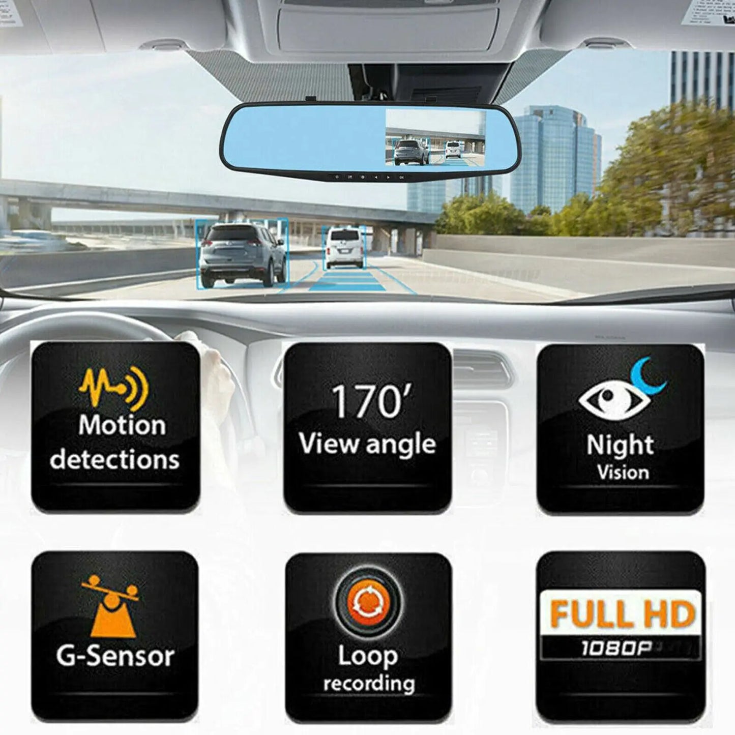 📹: 1080P HD Rearview Mirror Car DVR - Dual Dash Cam Front & Rear Video Recorder