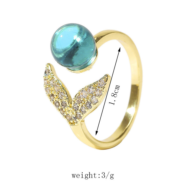 🧜: Creative Fashion Ocean Beads Mermaid Tail Ring