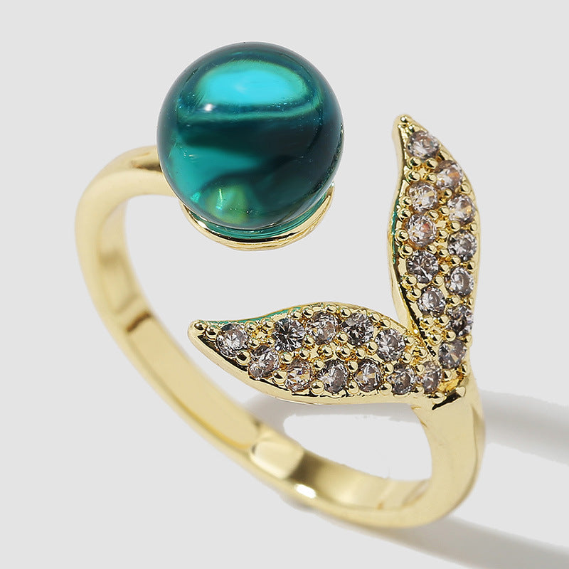🧜: Creative Fashion Ocean Beads Mermaid Tail Ring