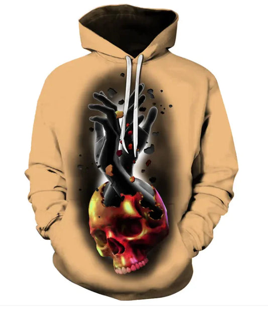 👕: Printed Skull Head Hooded Sweater