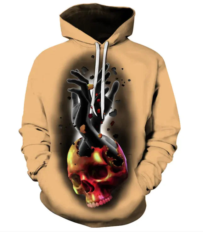 👕: Printed Skull Head Hooded Sweater
