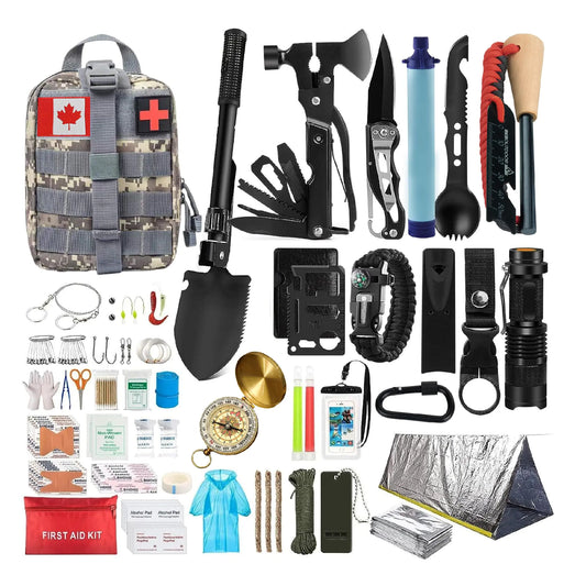 🎒 Professional Emergency Survival Kit - Complete Outdoor Tools with MOLLE System