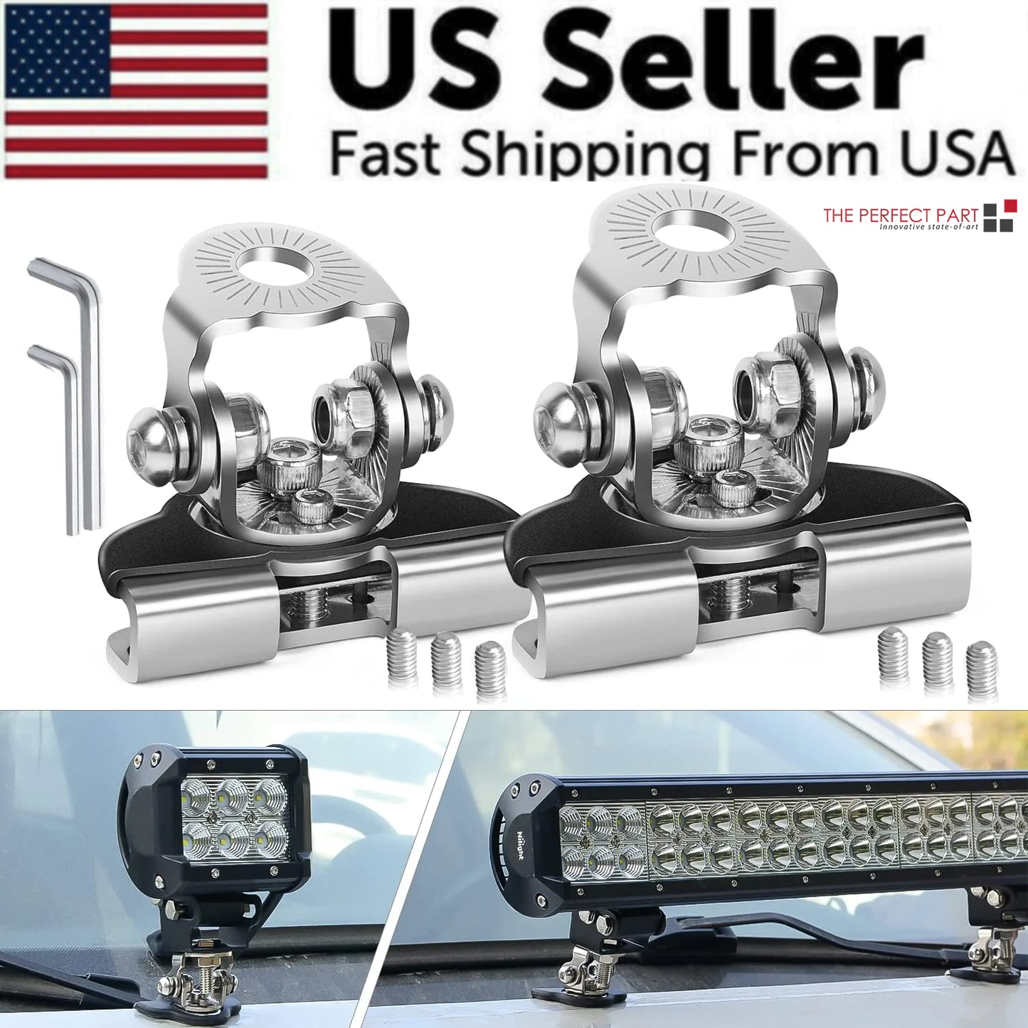 💡: 2PCS LED Work Light Bar Mount Brackets - Universal Offroad Clamp Holders