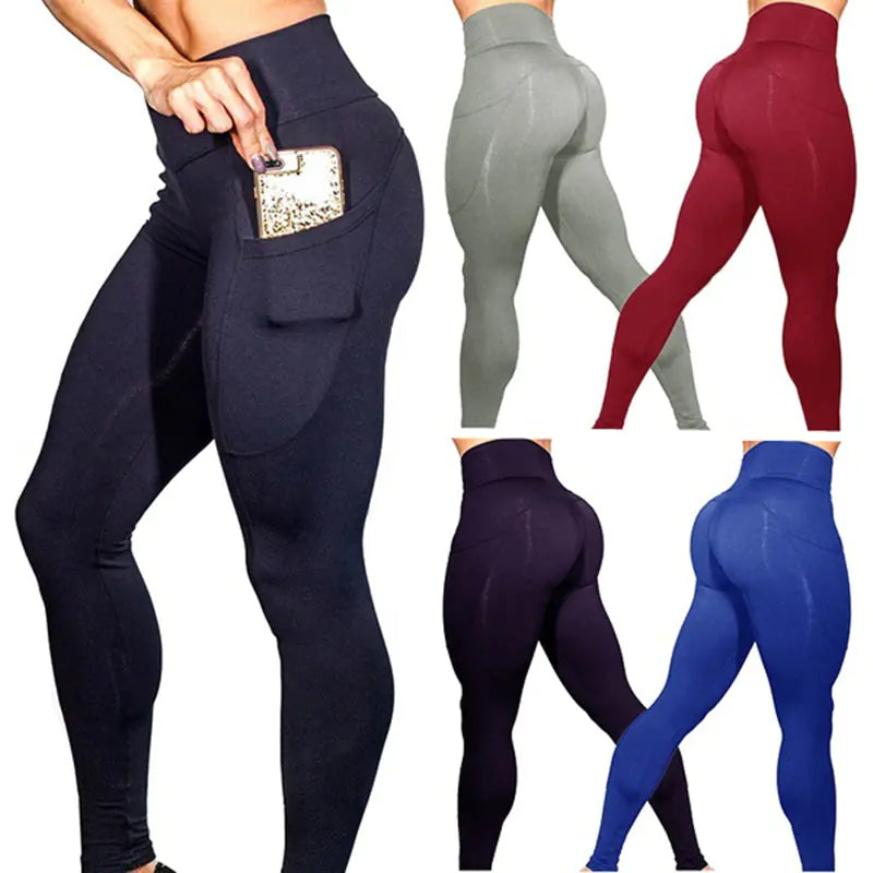 👖: High-Waist Yoga Pants - Butt Lift Leggings with Pockets