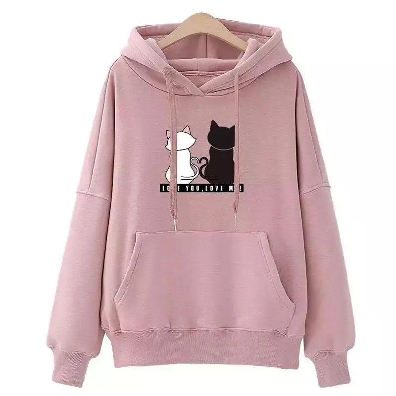 👕: Plus Velvet Korean Fashion Hoodie - Cartoon Pattern Loose Fit Top