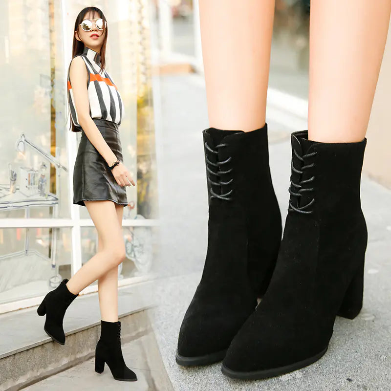 🥾: Luxurious Martin Boots - Mid-Calf Chunky Heel Boots for Women