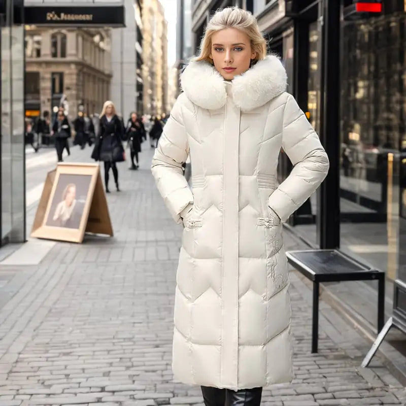 🧥: Winter Long Coat with Thickened Fur Collar - Elegant Insulated Outerwear