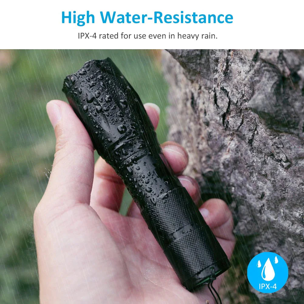 🔦 Super-Bright 90000LM LED Tactical Flashlight - 5 Modes Zoomable Torch