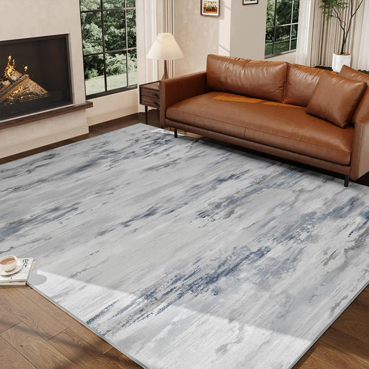 🏠 AMOAMI Modern Abstract 8x10 Area Rug - Neutral Washable Non-Slip Carpet