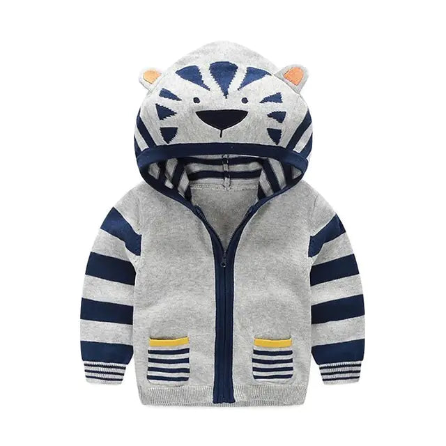 🐯: Kids Cartoon Tiger Fox Ear Hooded Jacket for Boys