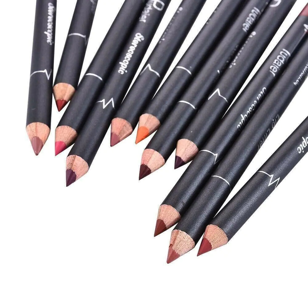 12Pcs Women Waterproof Lipstick Long Lasting Matte Lip Liner Pencil Lip Pen Set