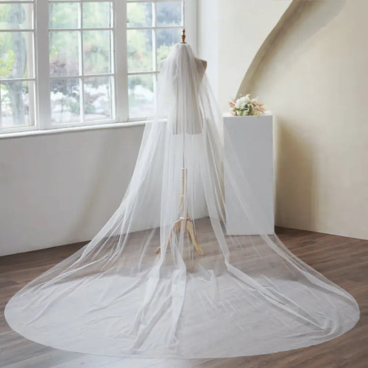✨: Single Layer Sparkly Wedding Veil with Long Train - Bridal Elegance