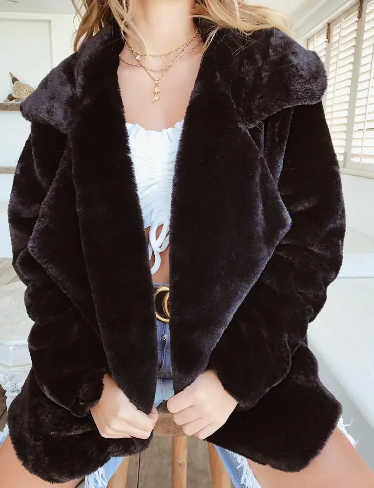 🧥: Fashionable Women's Plush Collar Autumn Winter Coat