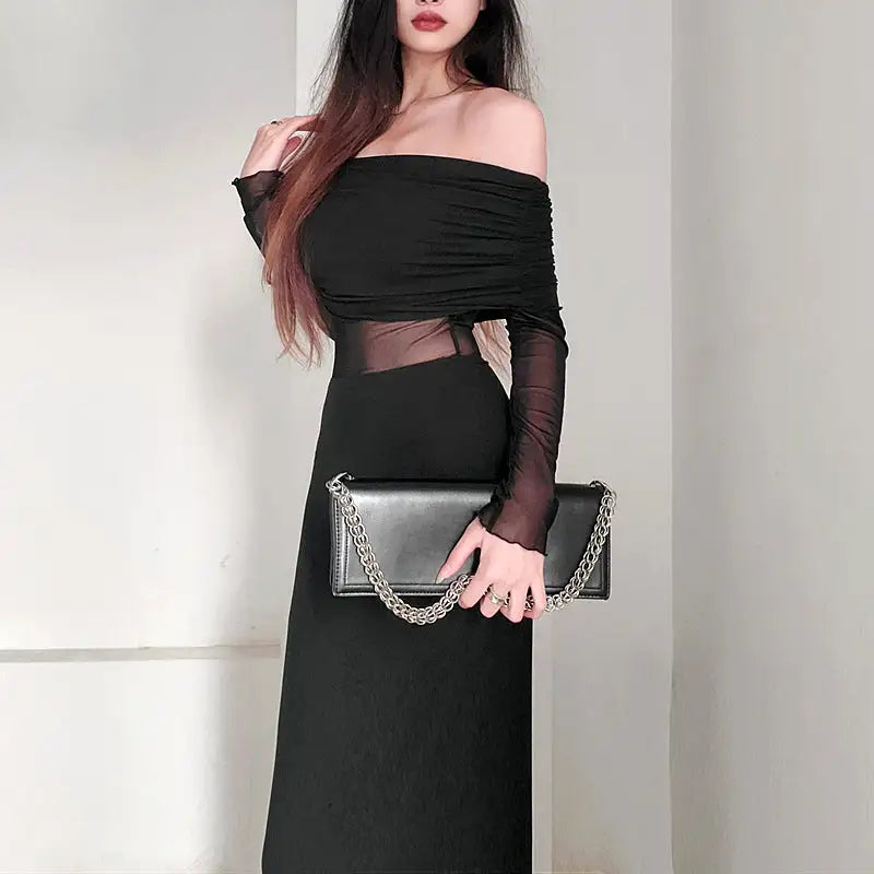 👗: Elegant Off Shoulder Dress - Sophisticated Strapless Evening Wear