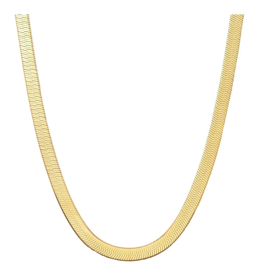 💛: 18K Gold Plated Italian Herringbone Chain Necklace - 925 Sterling Silver