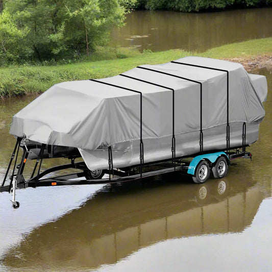 ⛵ Pontoon Boat Cover 17-20ft - 1200D Heavy Duty Canvas with Motor Cover