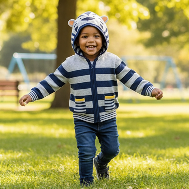 🐯: Kids Cartoon Tiger Fox Ear Hooded Jacket for Boys