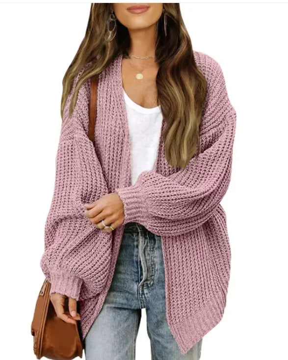 🧥: Loose Retro Sweater Coat Women's Mid-length Knitted Cardigan