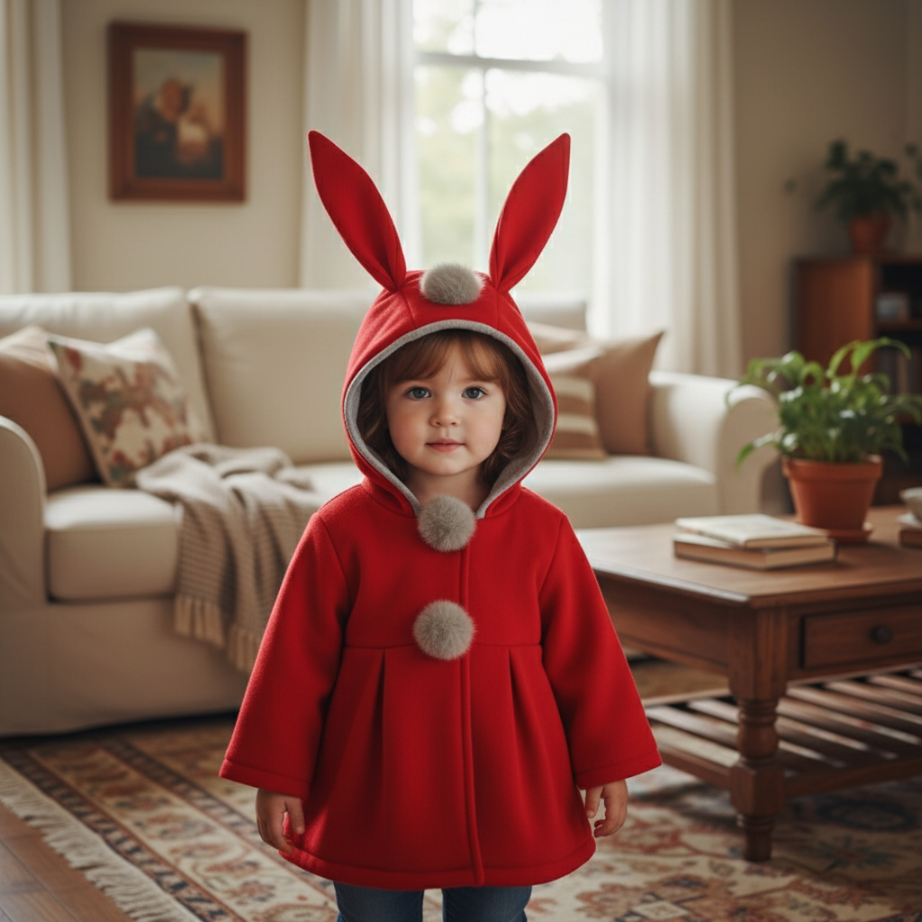 🧥: Cotton Rabbit Ear Hooded Jacket for Kids