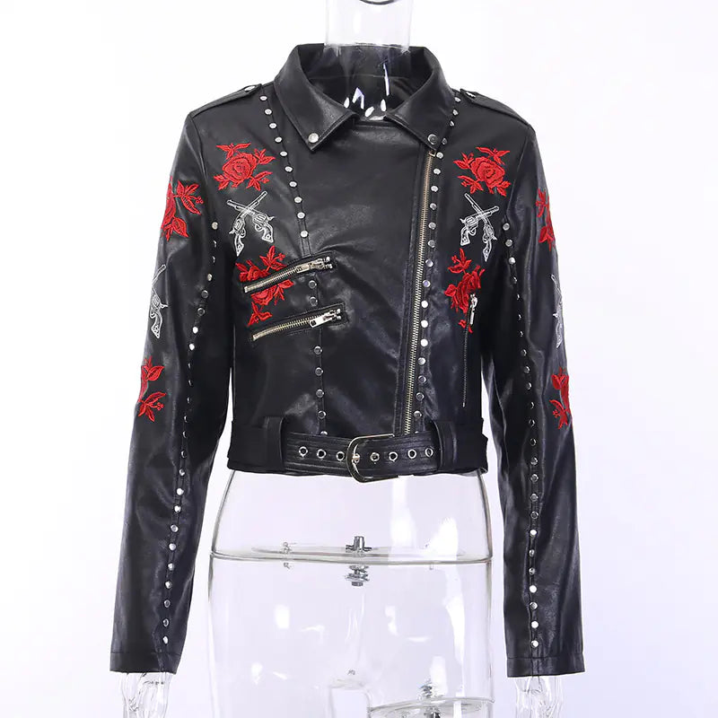 (Copy) Embroidered Vintage Motorcycle Jacket for Women