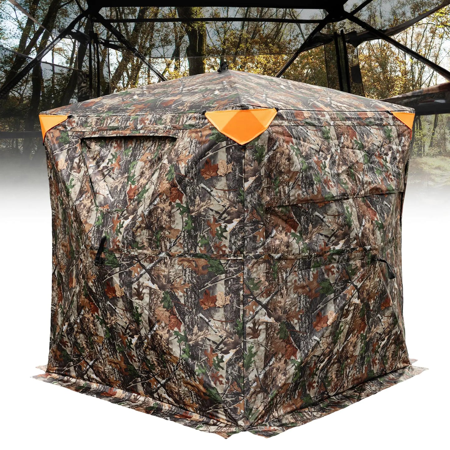 🦌 AZON Hunting Blind - 2-3 Person Pop Up Ground Blind with 270° Visibility & Silent Magnetic Door