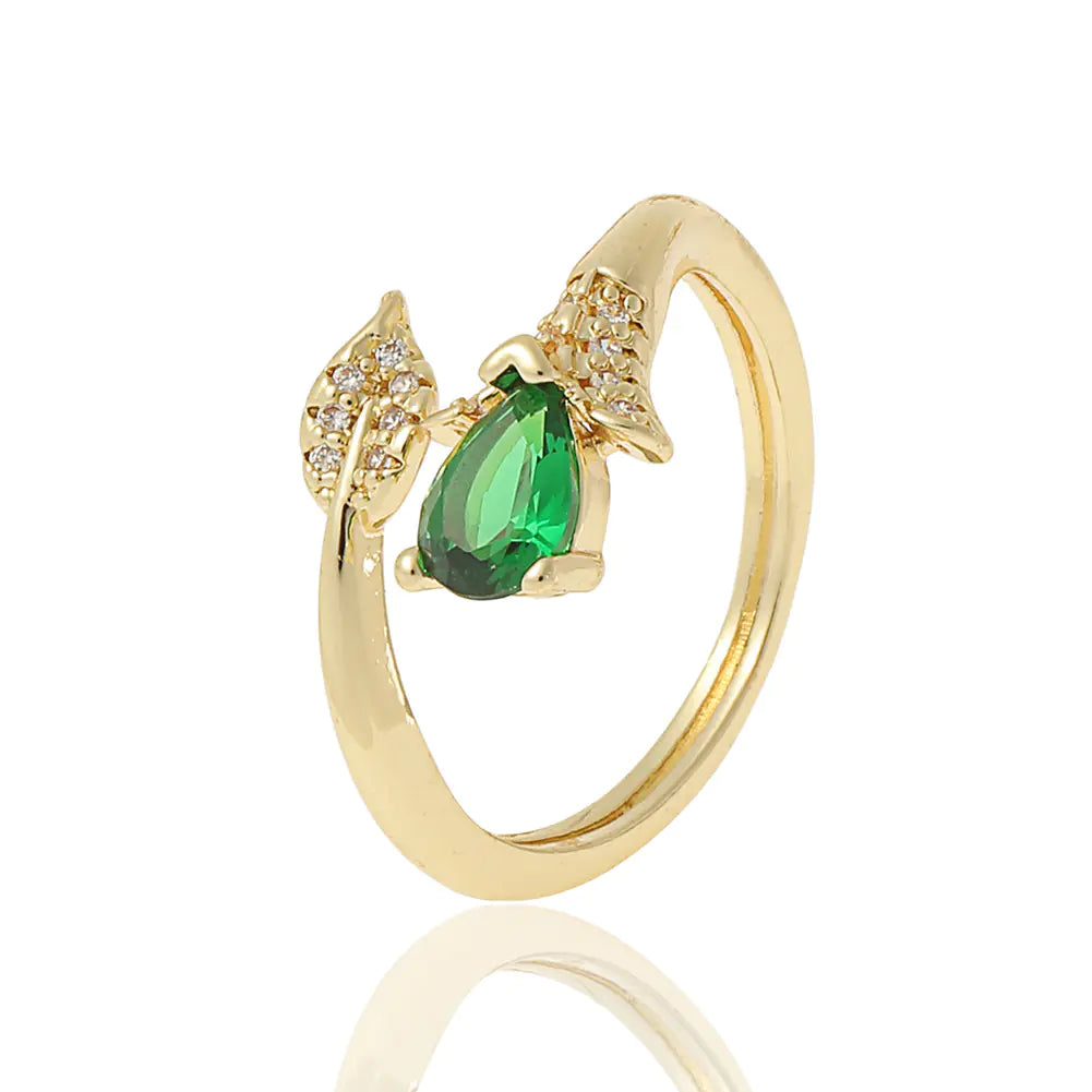 💎: Gold Zircon Fashion Ring - Copper Plated Statement Jewelry